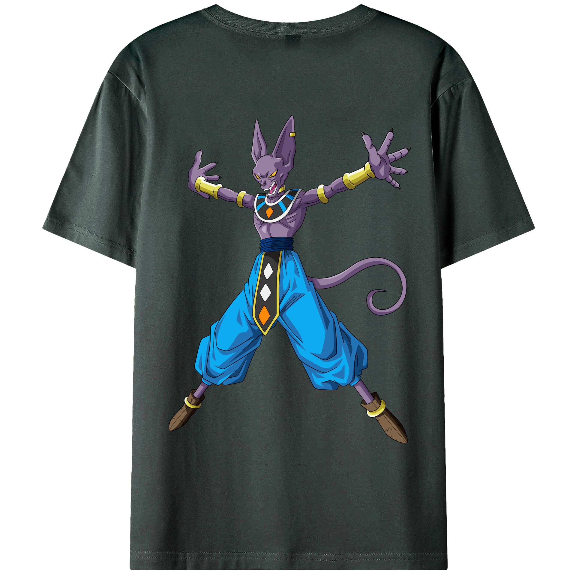 （画像用） ドラゴンボール ビルス 破壊神ビルス DRAGON BALL Beerus Birusu 綿100％ メンズ半袖Tシャツ（バックプリント） 通気性